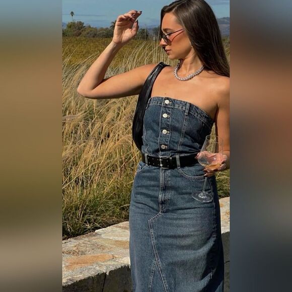 Zara RARE TRF DENIM DRESS NAVY BLUE - Picture 1 of 16